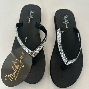 Malibu Black and Silver Embellished Sandals